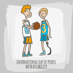 International day of people with disability concept background. Hand drawn illustration of international day of people with disability vector concept background for web design