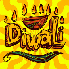Diwali concept background. Hand drawn illustration of diwali vector concept background for web design