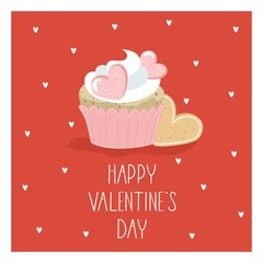 Valentine's day gift or greeting cards, simple flat style with romantic elements. Vector illustration.