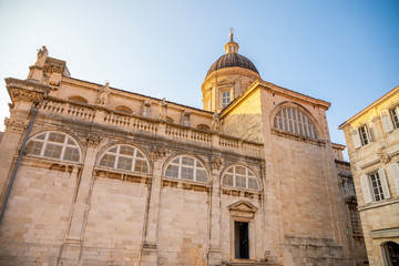 Fototapeta na wymiar St Blaise Church at Stradun Street in the Old city of Dubrovnik, Croatia