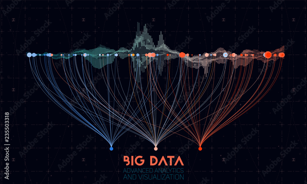 Poster vector abstract colorful big data information sorting visualization. social network, financial analy