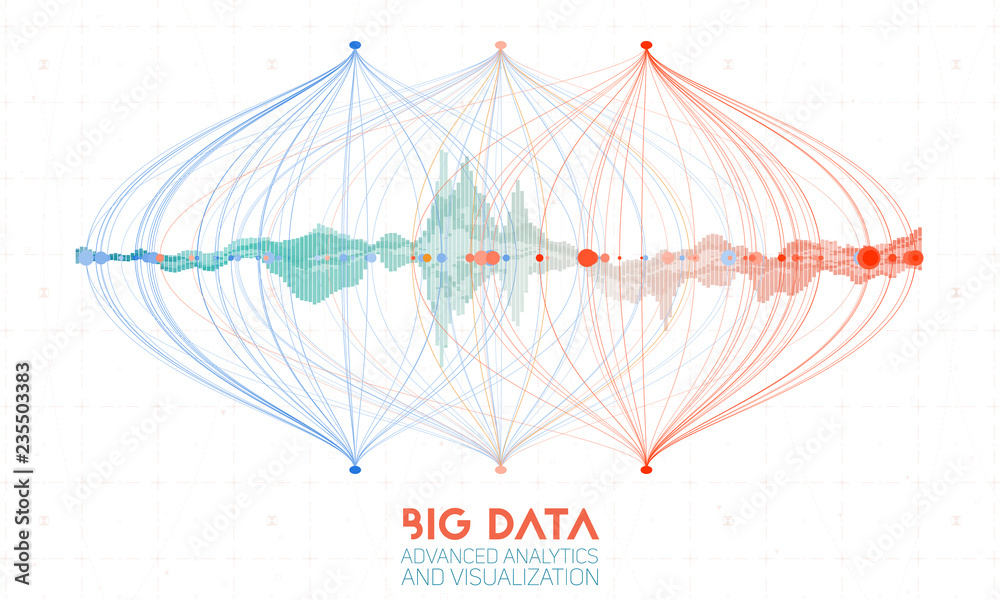 Poster vector abstract colorful big data information sorting visualization. social network, financial analy