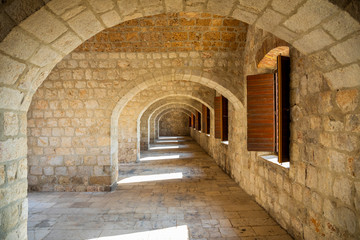 Fototapeta na wymiar Interior of Fort Lovrijenac, St. Lawrence Fortress building architecture in Dubrovnik, Croatia