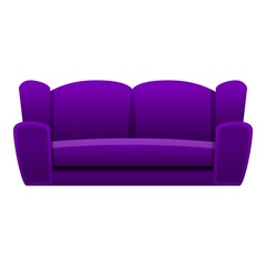 Purple sofa icon. Cartoon of purple sofa vector icon for web design isolated on white background