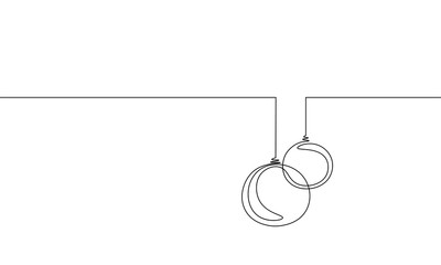 Merry Christmas single continuous line art. Holiday greeting card decoration christmas tree ball silhouette concept design one sketch outline drawing vector illustration