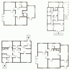 Architectural blueprint in top view background. Vector technical project background illustration

