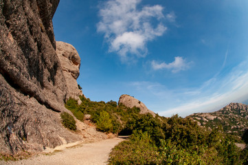 Path amongst the peaks of Montserrat mountain range