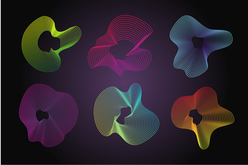 Future morphing lines. Abstract vector backgrounds set with guilloche. Covers and posters templates.