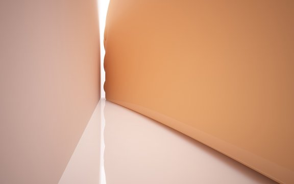 Abstract interior of chocolate, ice cream and sweets. Architectural minimalistic background. 3D illustration and rendering