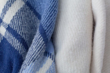 warm wool blankets blue and white