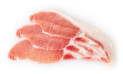 Raw pork meat isolated on white background with clipping path