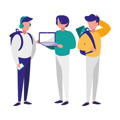 young women group modeling characters