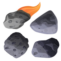 Meteorite icon set. Cartoon set of meteorite vector icons for web design © nsit0108