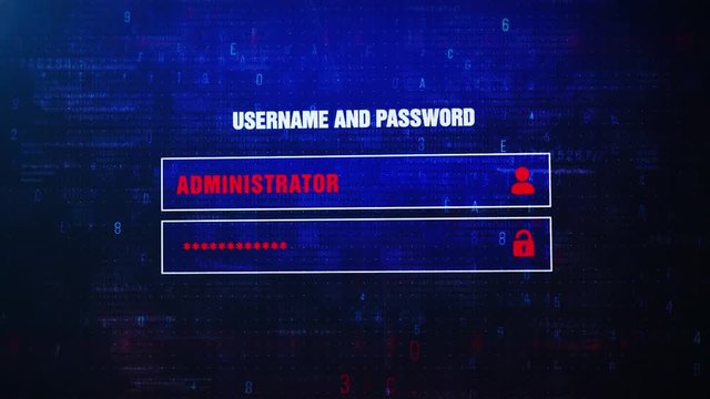 Security Violation Alert Warning Message Windows Errors Pop-up Notification Dialog Box Blinking Virus. After Login And Password on Digital Glitch Computer Monitor screen 4k.