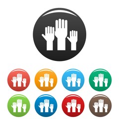 Fototapeta premium Vote hands icons set 9 color vector isolated on white for any design