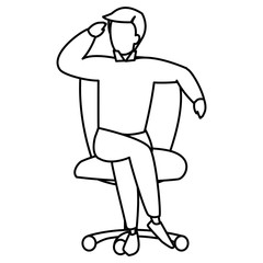 young man sitting in the office chair