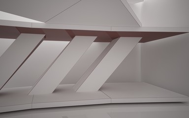 Fototapeta premium Abstract white interior highlights future with glossy lines. Polygon colored drawing. Architectural background. 3D illustration and rendering