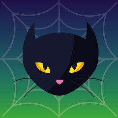 halloween black cat head character