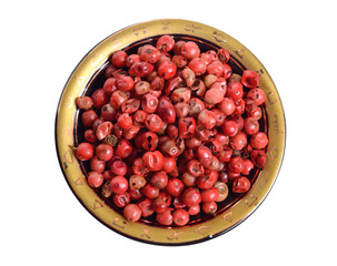 Schinus terebinthifolia or Brazilian peppertree, aroeira or rose pepper, broadleaved pepper tree, wilelaiki or wililaiki, Christmasberry and Florida Holly isolated.