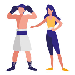 boxer with woman avatars characters