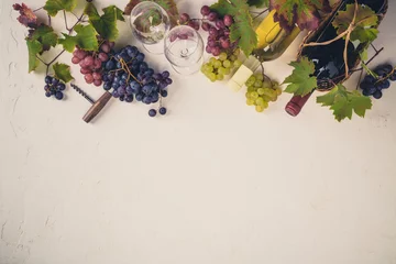 Poster Wine composition on rustic background - space for text © Natalia Klenova