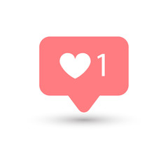Social media heart count color on white background icon