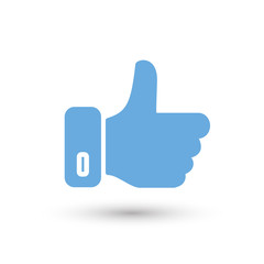 Social media thumb up color icon on white background