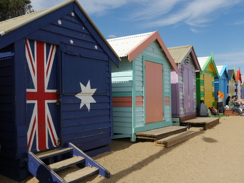 colourful beach huts in brighton, Melbourne, Victoria, Australia
