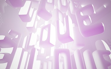 Abstract smooth interior of the future with statue of  word 