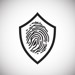 Finger print security on shield icon on white background for graphic and web design, Modern simple vector sign. Internet concept. Trendy symbol for website design web button or mobile app.