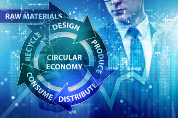 Concept of circular economy with businessman