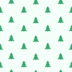 Seamless vector pattern, fir tree isolated on white background