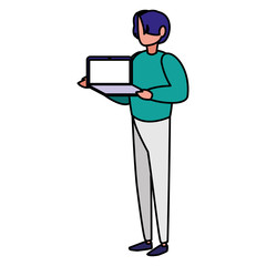 young man with laptop