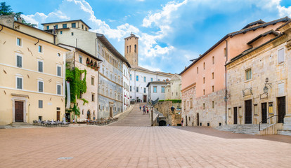 Fototapeta na wymiar Scenic sight in Duomo Square in Spoleto. Umbria, central Italy.
