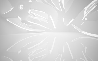 Abstract smooth white interior of the future. Architectural background. 3D illustration and rendering 