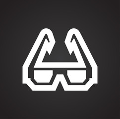 3d movie glasses icon on black background for graphic and web design, Modern simple vector sign. Internet concept. Trendy symbol for website design web button or mobile app.