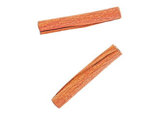 Cinnamon sticks spice isolated on white background. Cassia.