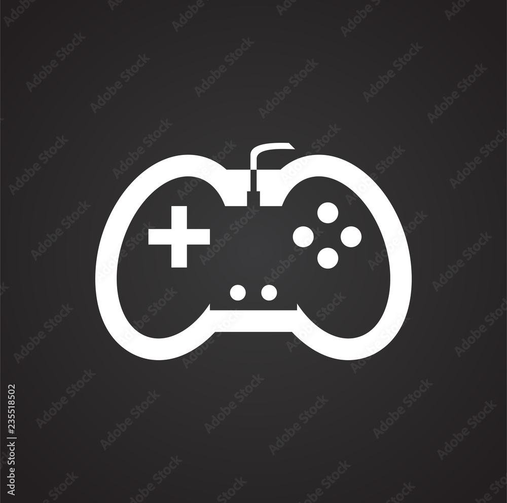 Poster game console controller icon on black background for graphic and web design, modern simple vector si