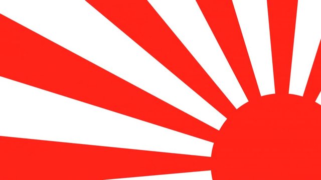 Traditional Japanese Sunburst Spinning From Corner Red And White Background. Seamless looping cartoon HD animation.