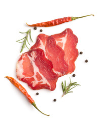 Dried pork meat slices.