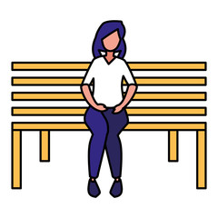 young woman sitting in the park chair