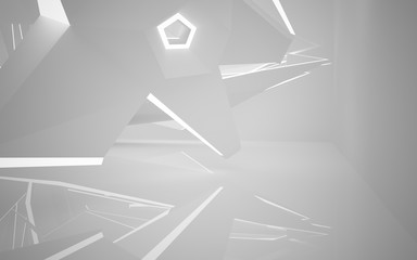 Fototapeta premium Abstract white interior highlights future. Architectural background. 3D illustration and rendering