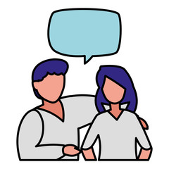 young couple talking characters