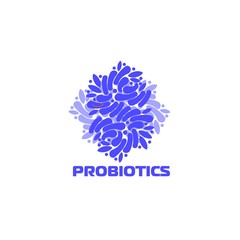 Probiotics logo. Bacteria logo. Concept of healthy nutrition ingredient for therapeutic purposes. Simple flat style trend modern logotype graphic design isolated