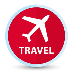 Obraz premium Travel (plane icon) flat prime red round button