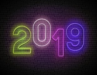 Vintage Glow Signboard with 2019 Inscription