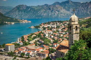 Naklejka na ściany i meble Aerial panoramic view of Kotor, Montenegro