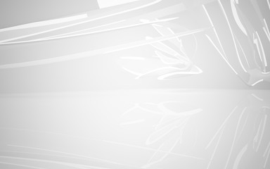 Abstract smooth white interior of the future. Architectural background. 3D illustration and rendering 