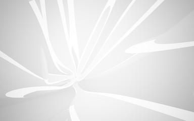 Abstract smooth white interior of the future. Architectural background. 3D illustration and rendering 