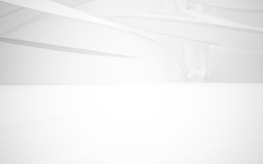 Abstract smooth white interior of the future. Architectural background. 3D illustration and rendering 